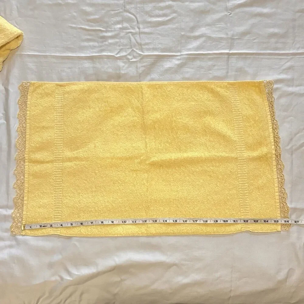 Mid Century Cannon Yellow Sunshine Set of Hand Towels 100% Cotton Trade Made USA